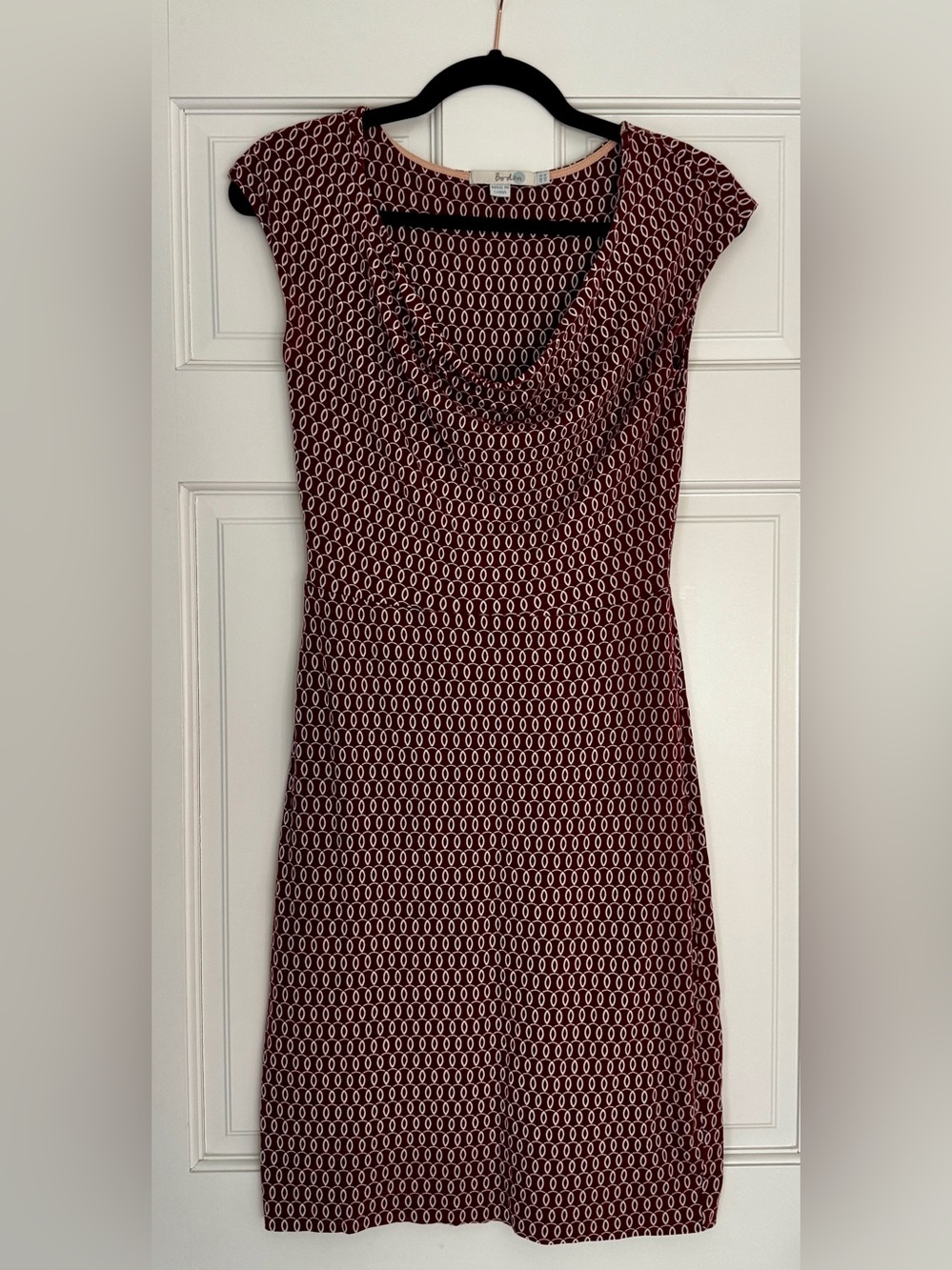 Boden Burgundy Geometric Cowl Neck Dress US 8 UK 12 - Picture 3 of 10